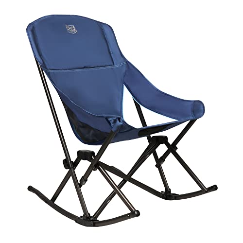 Timber Ridge Capsule Quad Folding Rocker Compact Rocking Camping Chair, 22.83”W x 20.47”D x 18.5”/33.07H, Blue