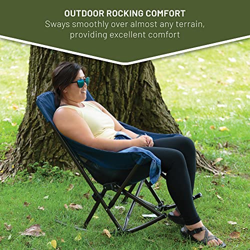 Timber Ridge Capsule Quad Folding Rocker Compact Rocking Camping Chair, 22.83”W x 20.47”D x 18.5”/33.07H, Blue