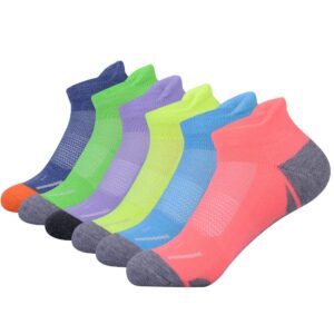 joynÉe womens athletic ankle sports running low cut tab cushioned socks 6 pack,multicoloured,sock size 9-11