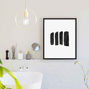 Abstract Wall Art Black and White Ink Art Print Set of 3 Dark Brush Strokes Poster Gray Lines Circle Minimalist Watercolor Painting Contemporary Wall Decor 8x10 Unframed Artwork