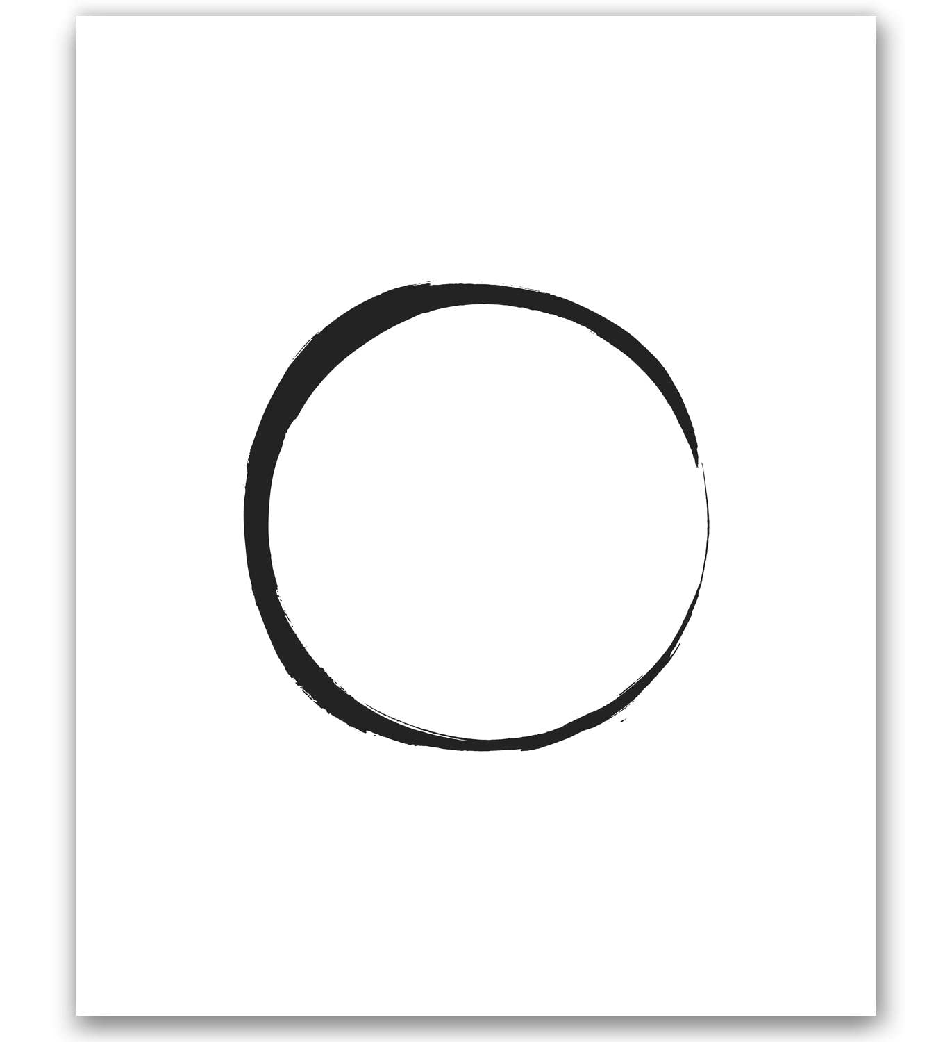 Abstract Wall Art Black and White Ink Art Print Set of 3 Dark Brush Strokes Poster Gray Lines Circle Minimalist Watercolor Painting Contemporary Wall Decor 8x10 Unframed Artwork