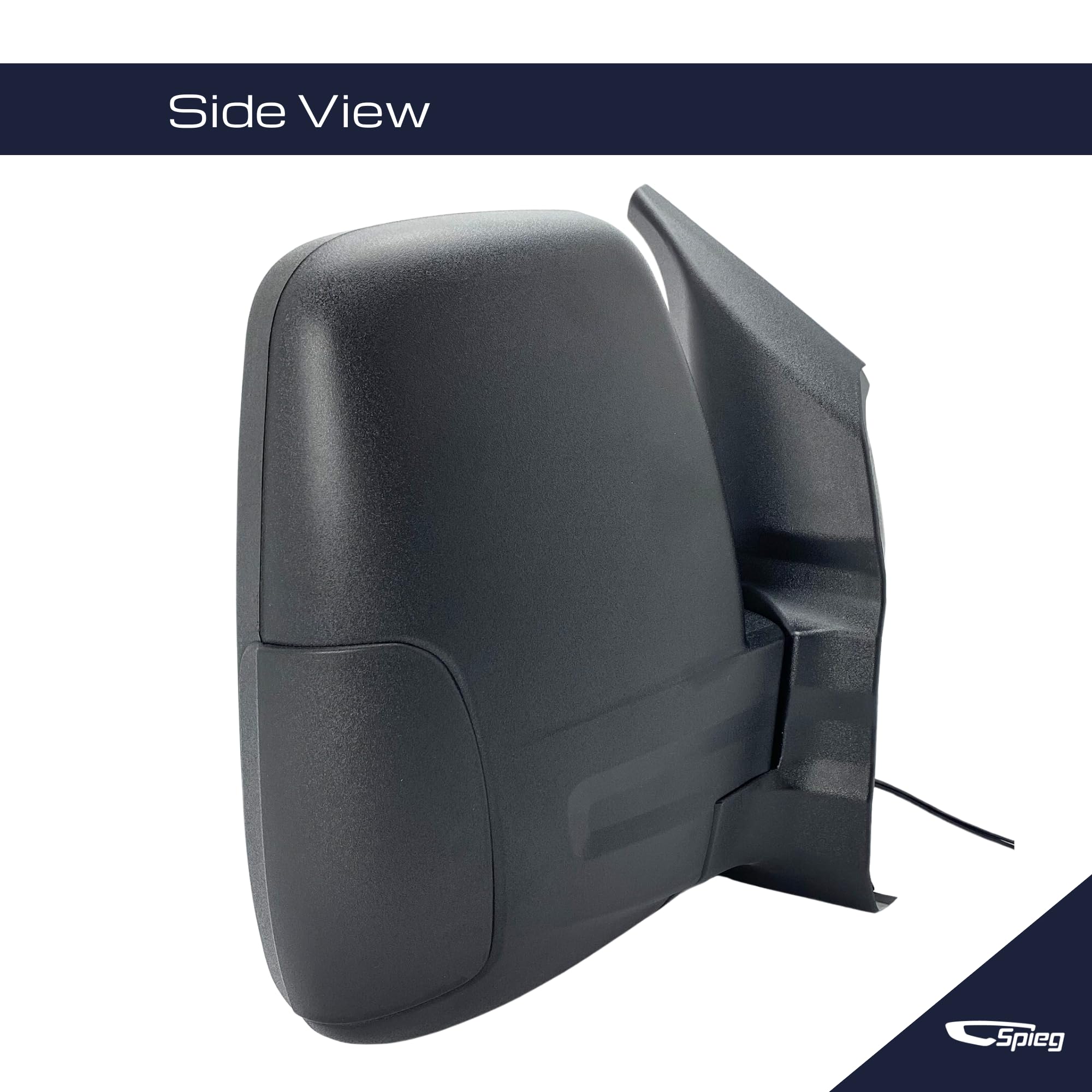 Spieg Passenger Side Mirror Replacement for Ford Transit 150 250 350 HD Cargo Van 2015-2019 Power Non-Heated Short Arm Textured Black (Right)