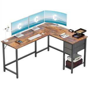 cubiker l-shaped computer desk, gaming corner desk with non-woven drawer, home office sturdy writing table, space-saving, easy to assemble