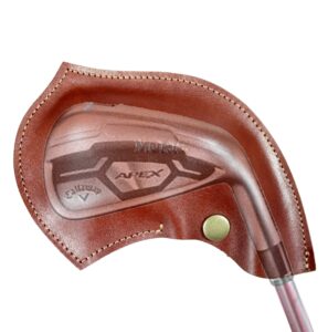 moriskorea golf club head cover (11pcs) custom initial wedge iron protective cowhide full grain vegetable leather fit all brands titleist, callaway, ping, taylormade, cobra etc. 1 set. (black)