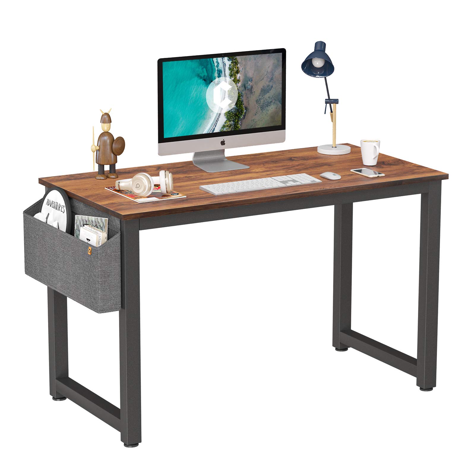 Cubiker Computer Desk 47" Sturdy Office Desk Modern Simple Style Table for Home Office, Notebook Writing Desk with Extra Strong Legs, Dark Rustic