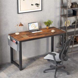 Cubiker Computer Desk 47" Sturdy Office Desk Modern Simple Style Table for Home Office, Notebook Writing Desk with Extra Strong Legs, Dark Rustic