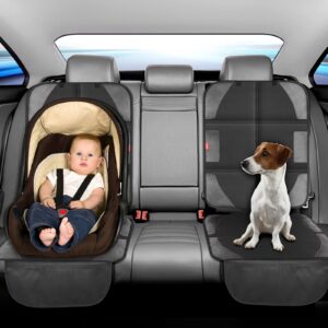 LUILANC Car Seat Protector with Thickest Padding,Waterproof 600D Fabric Child Baby Seat Protector with Storage Pockets,Non-Slip Pets Cover Leather Reinforced Vehicle Seat 2 Pack