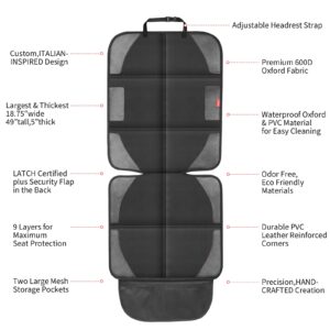 LUILANC Car Seat Protector with Thickest Padding,Waterproof 600D Fabric Child Baby Seat Protector with Storage Pockets,Non-Slip Pets Cover Leather Reinforced Vehicle Seat 2 Pack