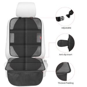 LUILANC Car Seat Protector with Thickest Padding,Waterproof 600D Fabric Child Baby Seat Protector with Storage Pockets,Non-Slip Pets Cover Leather Reinforced Vehicle Seat 2 Pack