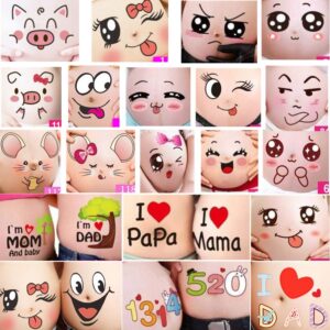 24 pack funny facial expressions stickers pregnant babies bump belly stickers for pregnant women photography props