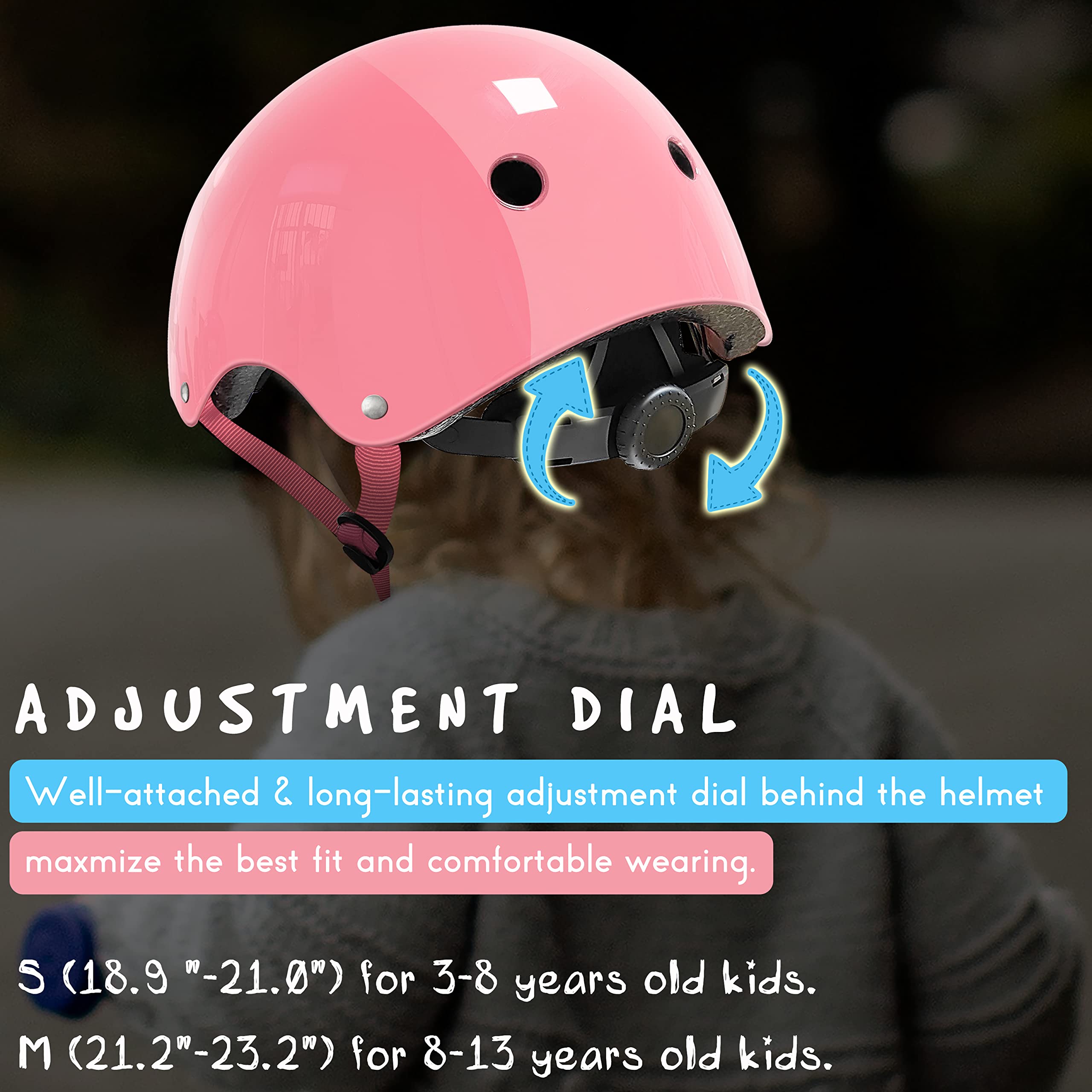 Kids Helmet and Pads Set Toddler Youth Bike Helmet with Knee Pads Elbow Pads Wrist Guards for Skateboard Bike BMX Hoverboard Scooter Rollerblading (Bright Pink, Small(3-8 Years Old))