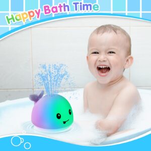 Gigilli Baby Whale Bath Toy, USB Rechargeable Bath Fountain Toy 6-12 12-18 Months, Light Up Bath Toys Sprinkler, Spray Water Pool Bathtub Toys for Toddlers 1-3 2-4 Infant Kid Baby 2 3 4 5 Shower Gifts