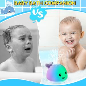 Gigilli Baby Whale Bath Toy, USB Rechargeable Bath Fountain Toy 6-12 12-18 Months, Light Up Bath Toys Sprinkler, Spray Water Pool Bathtub Toys for Toddlers 1-3 2-4 Infant Kid Baby 2 3 4 5 Shower Gifts