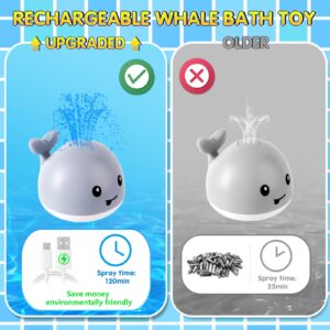 Gigilli Baby Whale Bath Toy, USB Rechargeable Bath Fountain Toy 6-12 12-18 Months, Light Up Bath Toys Sprinkler, Spray Water Pool Bathtub Toys for Toddlers 1-3 2-4 Infant Kid Baby 2 3 4 5 Shower Gifts