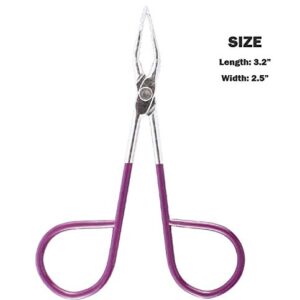 Best PROFESSIONAL Scissor TWEEZERS Great PRECISION for Facial Hair,Ingrown Hair,Fine Hair, Blackhead. LESS PAIN,Silver & Purple Men/Women with EASY SCISSOR HANDLE Expert Tools Made in MEXICO (UPDATED)