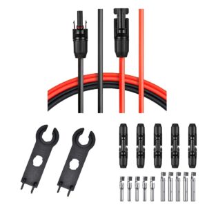 jyft 30ft 10awg(6mm² solar cable extension bundle contains - included 5 pairs of solar cable connectors, a premium crimping tool