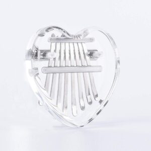 TREELF Acrylic Thumb Piano Crystal Transparent Kalimba Instrument 8 Keys Mini Thumb Piano (Heart-shaped)