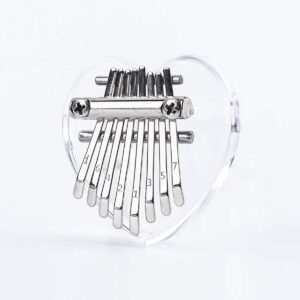 TREELF Acrylic Thumb Piano Crystal Transparent Kalimba Instrument 8 Keys Mini Thumb Piano (Heart-shaped)