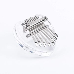 TREELF Acrylic Thumb Piano Crystal Transparent Kalimba Instrument 8 Keys Mini Thumb Piano (Heart-shaped)