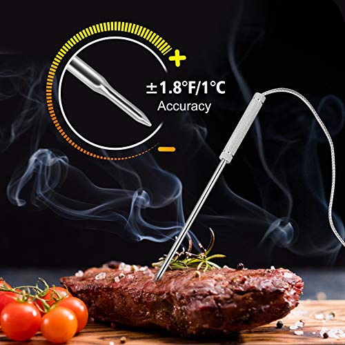 Wireless Meat Thermometer for Grilling Smoking - Kitchen Food Cooking Candy Thermometer with 3 Probes - Monitor Ambient Temperature Inside The Grill Smoker BBQ Oven Thermometer, 490ft,Digital