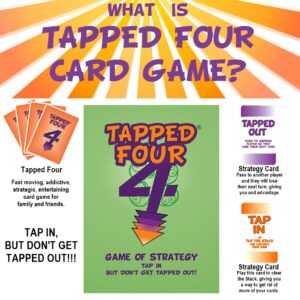 Tapped Four Card Game, 2 to 8 Players - Strategy, Luck, Laughter, Nonstop Fun for Family and Friends