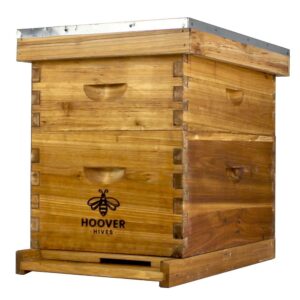 hoover hives 8 frame langstroth beehive dipped in 100% beeswax includes wooden frames & waxed foundations (1 deep box, 1 medium box)