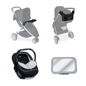 britax car seat & stroller accessory starter kit | baby car mirror + stroller organizer + child tray + insulated infant car seat cover