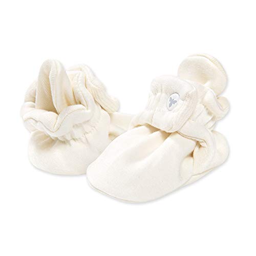 Burt's Bees Baby Baby Booties, Organic Cotton Adjustable Infant Shoes Slipper Sock, Eggshell White, 6-9 Months