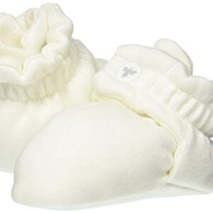 Burt's Bees Baby Baby Booties, Organic Cotton Adjustable Infant Shoes Slipper Sock, Eggshell White, 6-9 Months