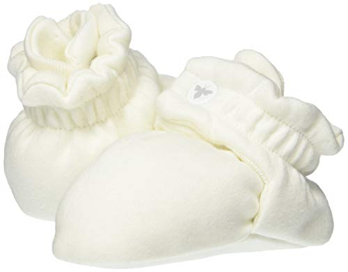 Burt's Bees Baby Baby Booties, Organic Cotton Adjustable Infant Shoes Slipper Sock, Eggshell White, 6-9 Months