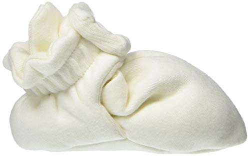 Burt's Bees Baby Baby Booties, Organic Cotton Adjustable Infant Shoes Slipper Sock, Eggshell White, 6-9 Months