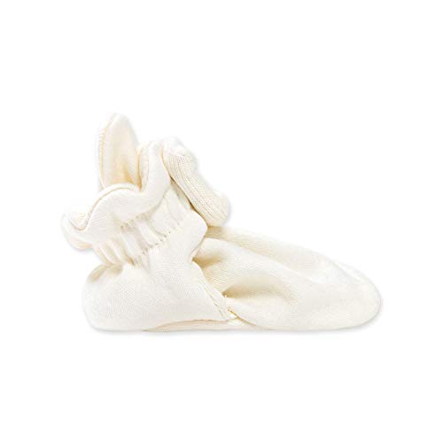 Burt's Bees Baby Baby Booties, Organic Cotton Adjustable Infant Shoes Slipper Sock, Eggshell White, 6-9 Months