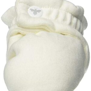 Burt's Bees Baby Baby Booties, Organic Cotton Adjustable Infant Shoes Slipper Sock, Eggshell White, 6-9 Months