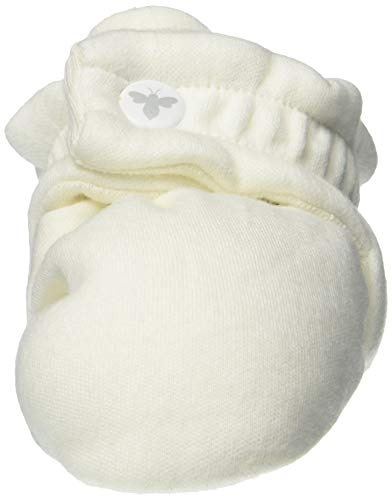 Burt's Bees Baby Baby Booties, Organic Cotton Adjustable Infant Shoes Slipper Sock, Eggshell White, 6-9 Months