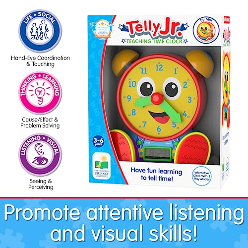 The Learning Journey - Telly Jr. Teaching Time Clock - Primary Color - Telling Time Teaching Clock - Toddler Toys & Gifts for Boys & Girls Ages 3 Years and Up - Award Winning Toys