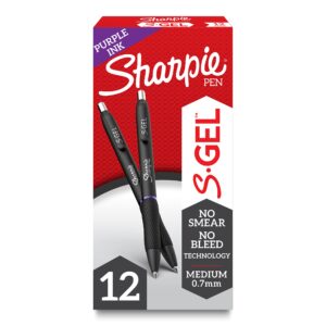 sharpie s-gel, gel pens, medium point (0.7mm), purple gel ink pens, 12 count