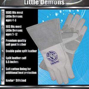 Blue Demon Little Demons kids welding gloves, XX Small, White