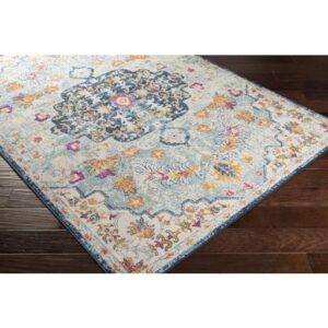 Livabliss Carldale Vintage Medallion Area Rug,5'3" x 7'1",Light Blue