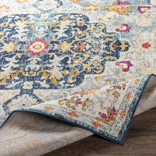 Livabliss Carldale Vintage Medallion Area Rug,5'3" x 7'1",Light Blue