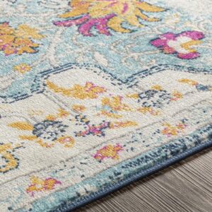 Livabliss Carldale Vintage Medallion Area Rug,5'3" x 7'1",Light Blue