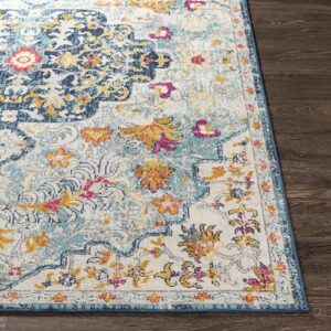 Livabliss Carldale Vintage Medallion Area Rug,5'3" x 7'1",Light Blue