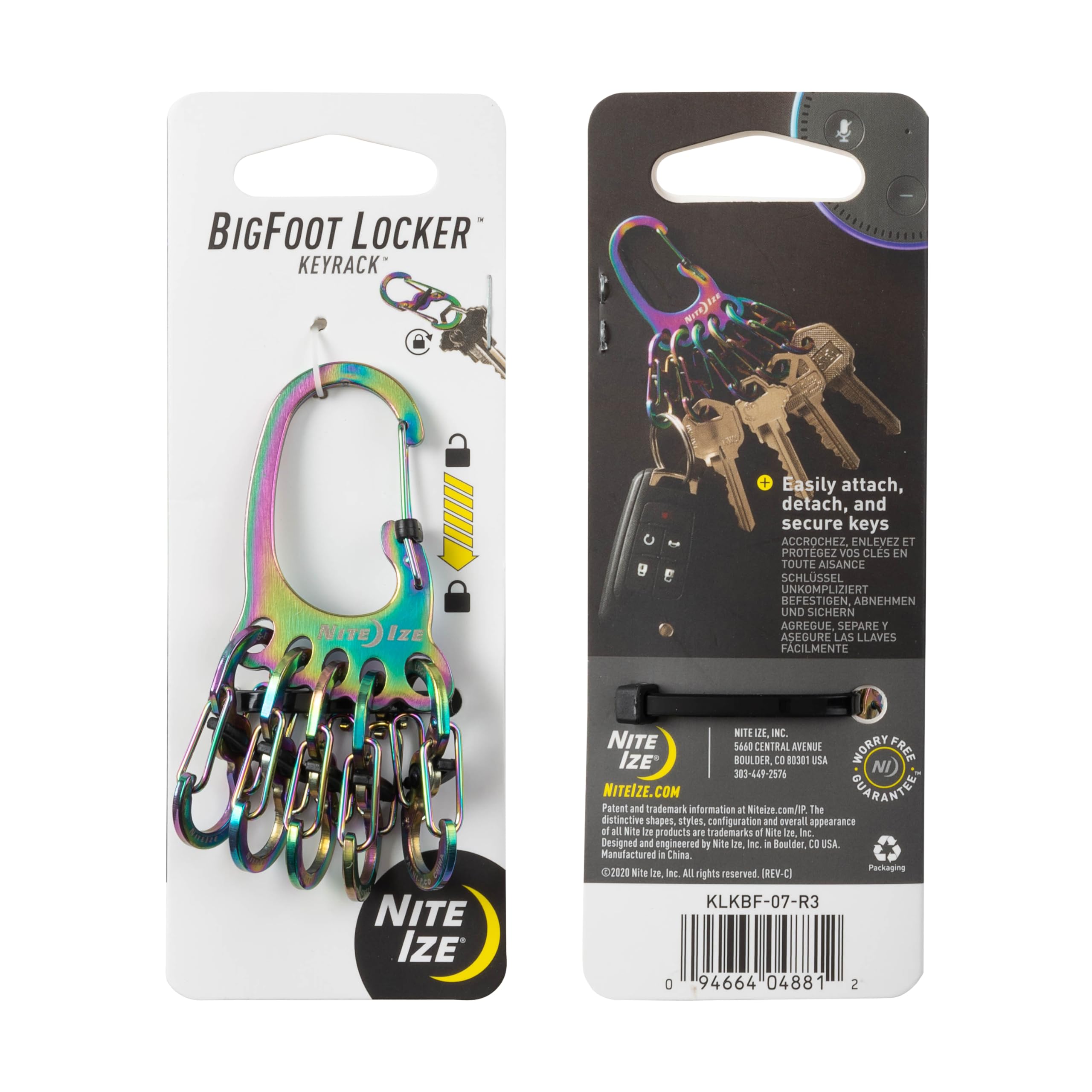 Nite Ize Bigfoot Locker KeyRack - Stainless Steel Key Holder for Car, House & Other Keys - Key Carabiner with S-Biners - Holds 15 Keys at Once - Hiking Gear & Essentials - Stainless