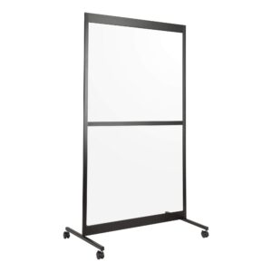 norwood commercial furniture clear room divider partition - portable sneeze guard screen on wheels for social distancing, home, office, waiting area, or school 3.5’ w x 6.5’ h single panel w/crossbar