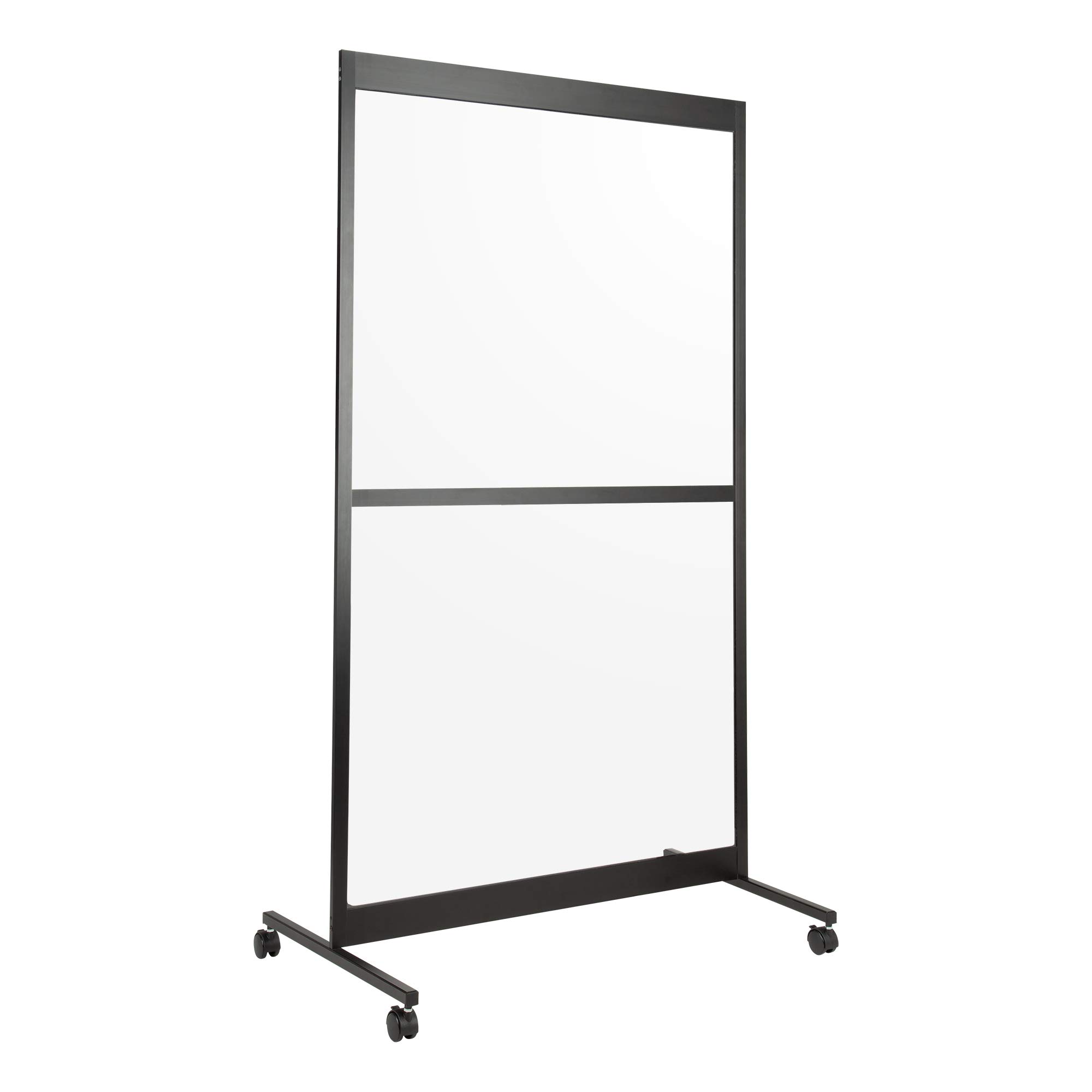 Norwood Commercial Furniture Clear Room Divider Partition - Portable Sneeze Guard Screen on Wheels for Social Distancing, Home, Office, Waiting Area, or School 3.5’ W x 6.5’ H Single Panel w/Crossbar