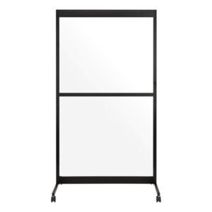 Norwood Commercial Furniture Clear Room Divider Partition - Portable Sneeze Guard Screen on Wheels for Social Distancing, Home, Office, Waiting Area, or School 3.5’ W x 6.5’ H Single Panel w/Crossbar