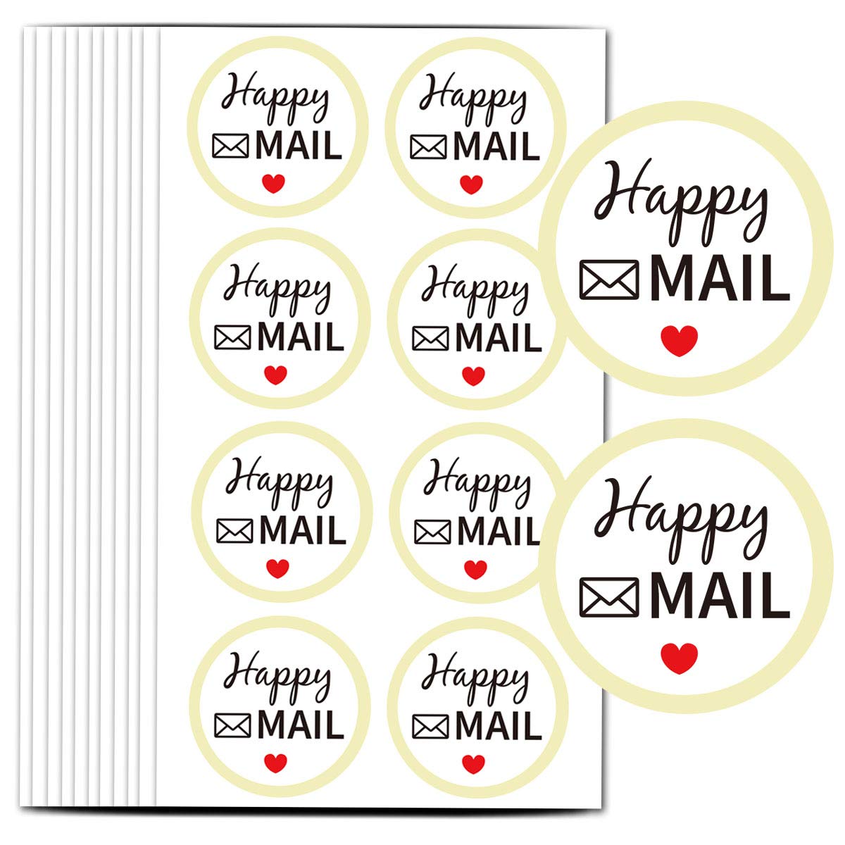 Remarkable Round Happy Mail Stickers, 1.5 Inch Red Heart/Happy Mail Labels-Packaging Envelope Sealing Stickers for Small Business, Online retailers,Small Shops and More.(504 pcs) (1.5 inch)