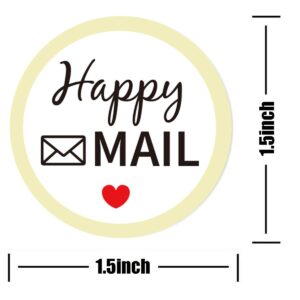 Remarkable Round Happy Mail Stickers, 1.5 Inch Red Heart/Happy Mail Labels-Packaging Envelope Sealing Stickers for Small Business, Online retailers,Small Shops and More.(504 pcs) (1.5 inch)