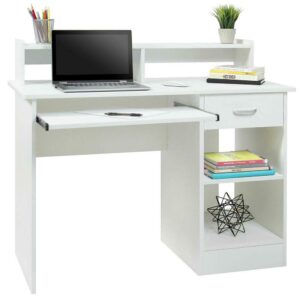 thaweesuk shop white writing table computer desk laptop pc wood workstation study office home work furniture e1 15mm chipboard 43.3" x 19.69" x 37.4" (lxwxh)