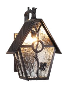 rustic outdoor wall lanterns exterior wall mounted sconce light designer style outdoor wall light fixtures for home patio garden garage farmhouse porch lighting with water glass, oil rubbed brown