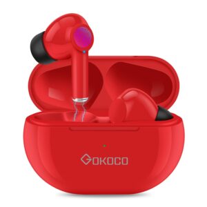 gokoco bluetooth 5.1 wireless earbuds enhanced deep bass bluetooth earphones with smart touch, dual-mic, auto-pair, waterproof ipx 5 sports earbuds compatible noise reduction with hi-fi sound